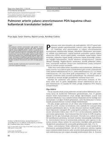 Pulmoner arterin yalancÄ± anevrizmasÄ±nÄ±n PDA kapatma cihazÄ± ...