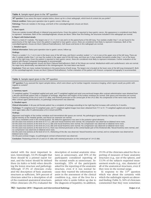 Radiological report: expectations of clinicians - Diagnostic and ...