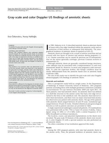 Gray-scale and color Doppler US findings of amniotic sheets