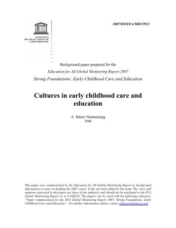 Cultures in Early Childhood Care and Education - Consultative ...