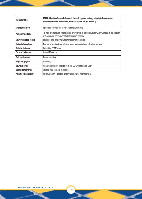 Annual Performance Plan 2013/14 - Department of Education