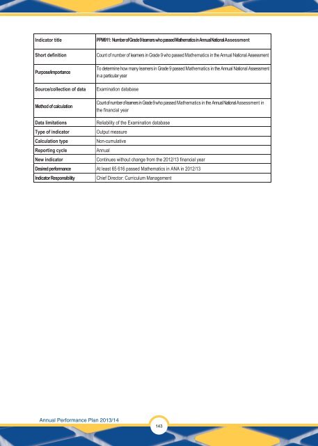 Annual Performance Plan 2013/14 - Department of Education