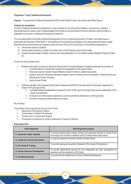 Annual Performance Plan 2013/14 - Department of Education