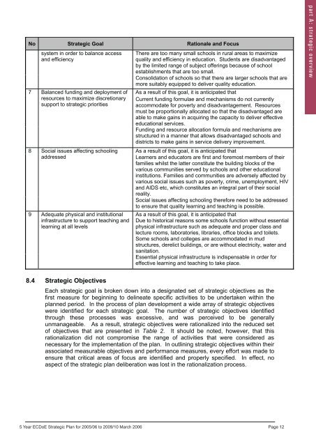 5 Year Strategic Plan 2005/06 - Department of Education