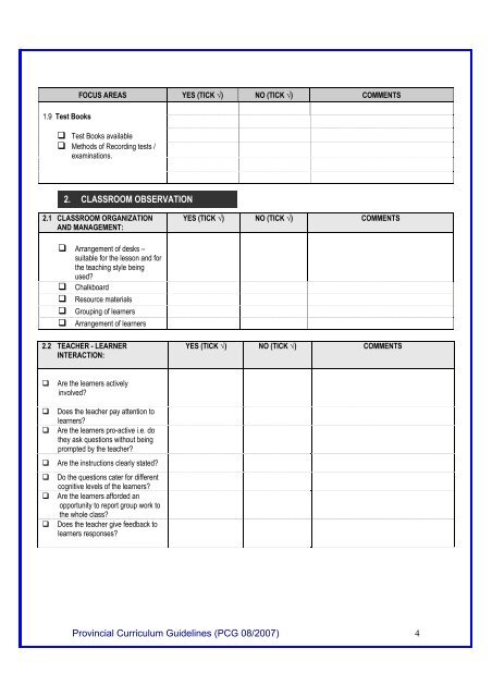 On-site Curriculum Support to Schools and Teachers