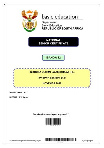 Isixhosa HL Paper 2 2012