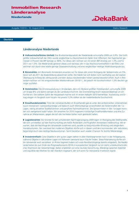 Länderanalyse Niederlande - Dekabank