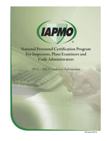 National Personnel Certification Program For Inspectors ... - iapmo
