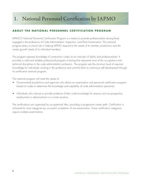 National Personnel Certification Program For Inspectors ... - iapmo