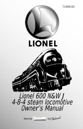 Lionel 600 N&W J 4-8-4 steam locomotive Owner's Manual