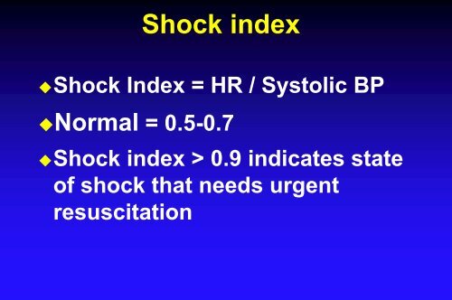 Rule of 30, Shock index and