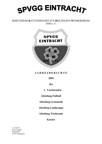 JAHRESBERICHTE 2009 des 1. Vorsitzenden Abteilung Fußball ...