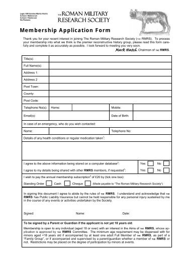 RMRS Membership Application Form B&W.pdf - The Roman Military ...