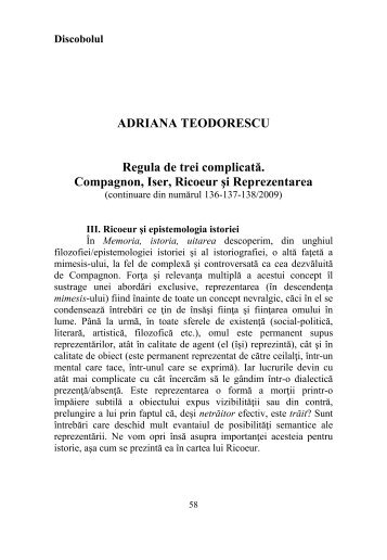 ADRIANA TEODORESCU Regula de trei complicatÄ. Compagnon ...