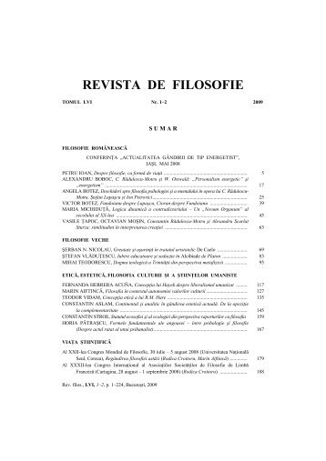 REVISTA DE FILOSOFIE - Wiki Romanian Philosophy