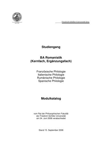 Modulkatalog BA Romanistik kompl - Institut für Romanistik