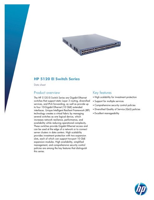 HP 5120 EI Switch Series data sheet - US English - Karma-Group