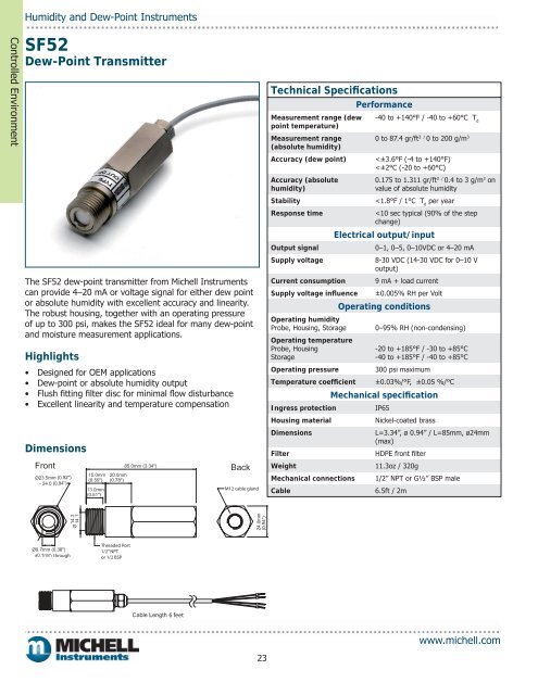 SF52 dew-point transmitter