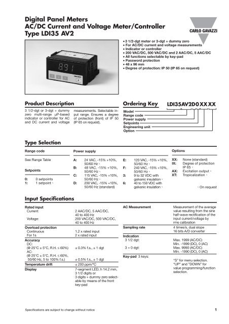 Digital Panel Meters AC/DC Current and Voltage Meter/Controller ...