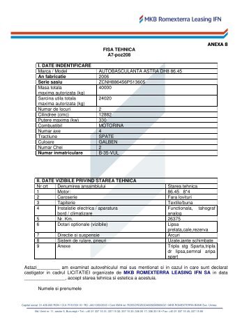 ANEXA 8 FISA TEHNICA A7-poz208 I. DATE INDENTIFICARE ...