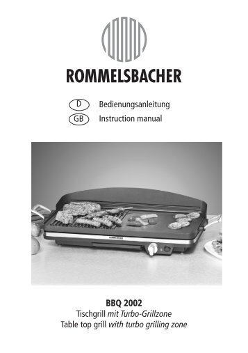 Bedienungsanleitung - ROMMELSBACHER ElektroHausgerÃ¤te GmbH