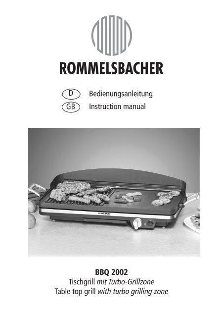 Bedienungsanleitung - ROMMELSBACHER ElektroHausgerÃ¤te GmbH