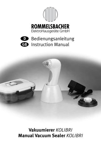 Bedienungsanleitung - ROMMELSBACHER ElektroHausgerÃ¤te GmbH