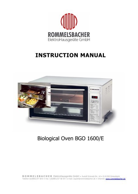 instruction manual - ROMMELSBACHER ElektroHausgerÃ¤te GmbH