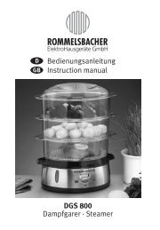 Bedienungsanleitung - ROMMELSBACHER ElektroHausgerÃ¤te GmbH