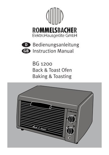 BG 1200 - ROMMELSBACHER ElektroHausgerÃ¤te GmbH