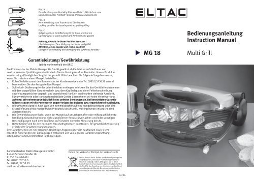 Bedienungsanleitung - ROMMELSBACHER ElektroHausgerÃ¤te GmbH