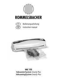 Bedienungsanleitung - ROMMELSBACHER ElektroHausgerÃ¤te GmbH