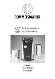 Bedienungsanleitung - ROMMELSBACHER ElektroHausgerÃ¤te GmbH