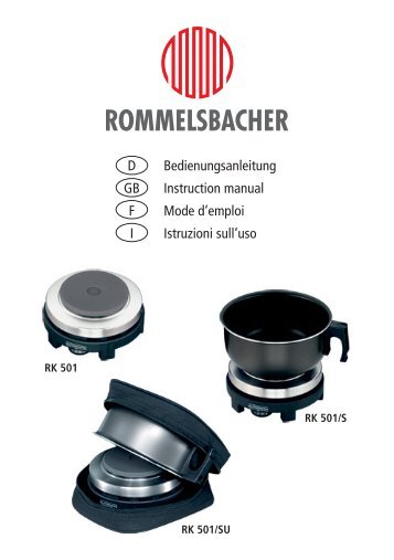 Bedienungsanleitung - ROMMELSBACHER ElektroHausgerÃ¤te GmbH