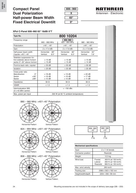 99810492; 790-6000 MHz Base Station Antennas - Romkatel