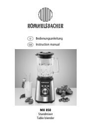 Bedienungsanleitung - ROMMELSBACHER ElektroHausgerÃ¤te GmbH