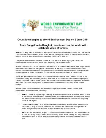 Countdown begins to World Environment Day on 5 June 2011