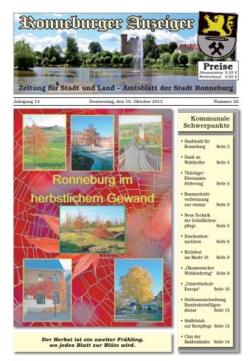 Ronneburger Anzeiger 20/2013 - der Stadt Ronneburg / Thüringen