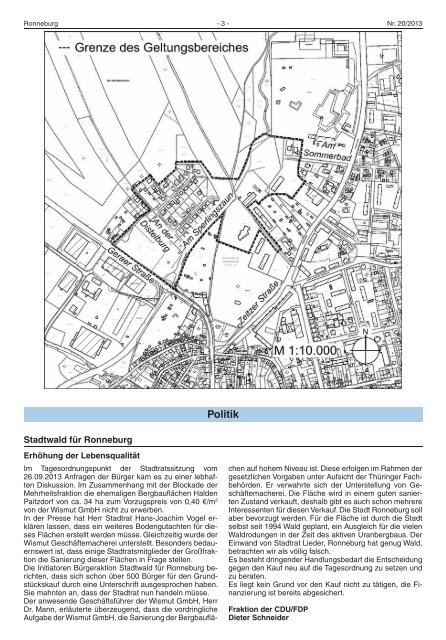 Ronneburger Anzeiger 20/2013 - der Stadt Ronneburg / Thüringen