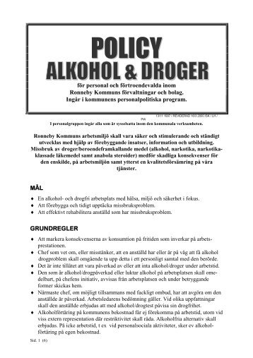 ALKOHOLPROBLEM PÃ ARBETSPLATSEN - Ronneby kommun