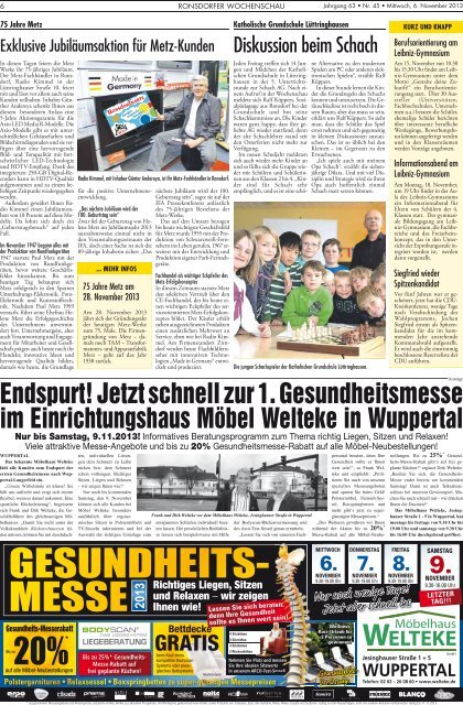 Ausgabe Nr. 45 vom 6.11.2013 - Ronsdorfer Wochenschau