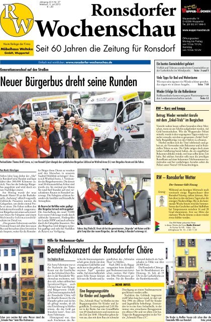 Ausgabe Nr. 27 vom 3.7.2013 - Ronsdorfer Wochenschau