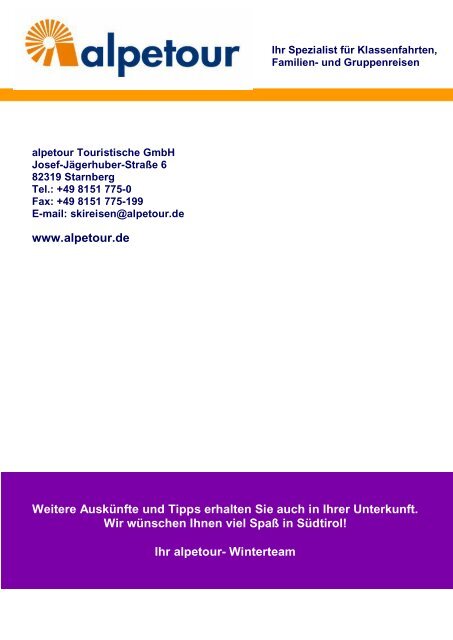 Weitere Infos - Alpetour Touristische GmbH