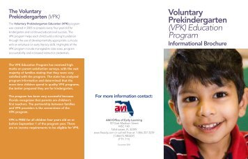 VPK Brochure - Early Learning Coalition of Sarasota County