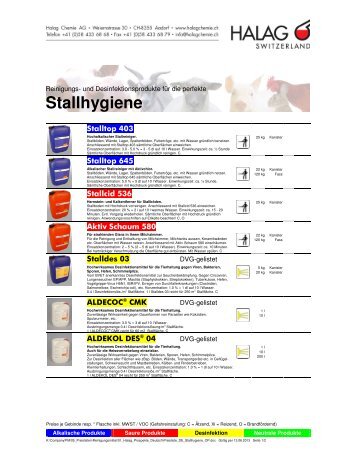 Stallhygiene - Halag Chemie AG