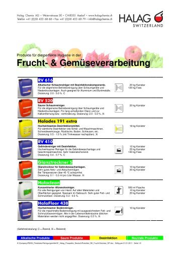 Frucht- & Gemüseverarbeitung - Halag Chemie AG