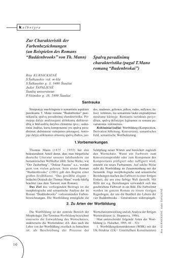Zur Charakteristik der Farbenbezeichnungen (an ... - VPU biblioteka