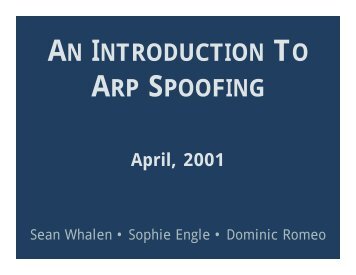 AN INTRODUCTION TO ARP SPOOFING - Leet Upload