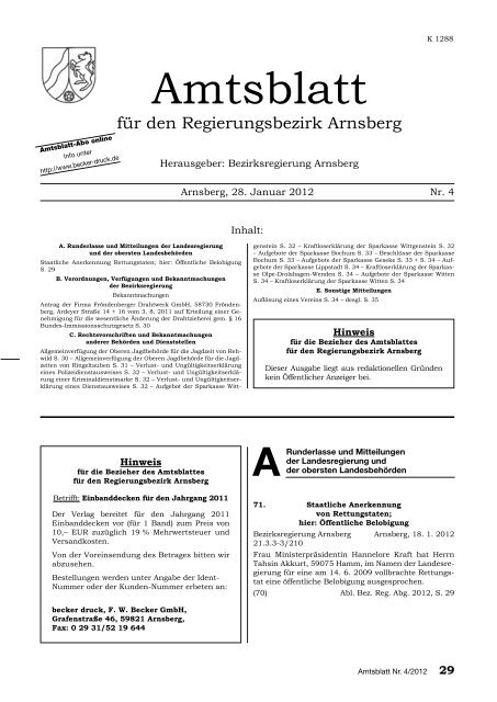 Amtsblatt - Bezirksregierung Arnsberg