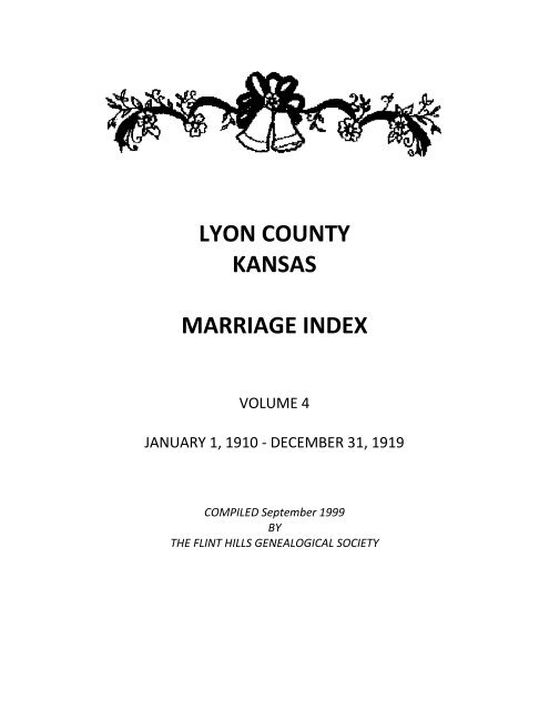 Lyon county kansas marriage index rootswe RootsWeb